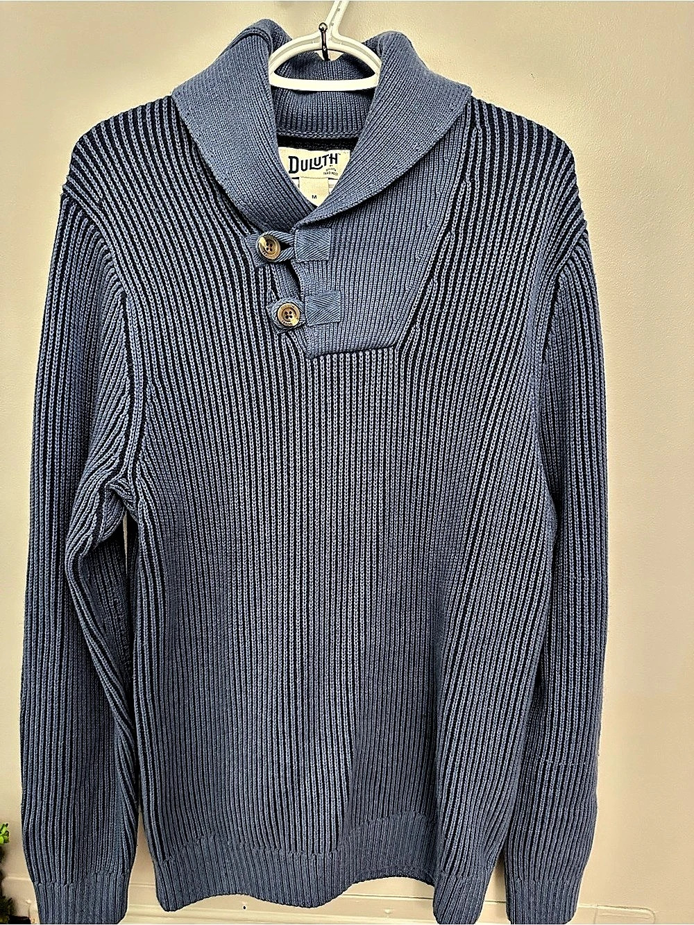 Duluth Trading Alaskan Hardgear Striped Shawl Collar Sweater Size Medium
